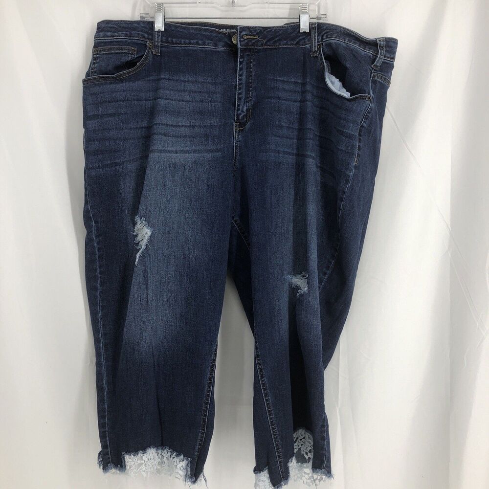 Lane Bryant Jeans 28 Girlfriend Crop Midrise Flex Magic Blue Stretch Denim